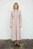 THE COLETTE SHIRRED STRIPE MAXI DRESS