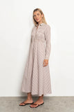 THE COLETTE SHIRRED STRIPE MAXI DRESS
