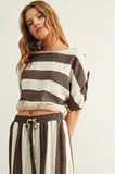 The Miou Muse Boat Neck Stripe Top