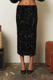 The Midnight Cocoa Sequin Midi Skirt