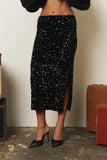 The Midnight Cocoa Sequin Midi Skirt