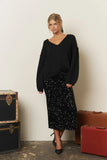 The Midnight Cocoa Sequin Midi Skirt