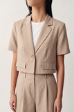 Riviera Linen Tailored Blazer-Khaki