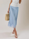 The Juliette Satin Appliqué Midi Skirt