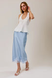 The Juliette Satin Appliqué Midi Skirt