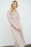 THE COLETTE SHIRRED STRIPE MAXI DRESS