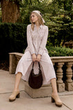THE COLETTE SHIRRED STRIPE MAXI DRESS