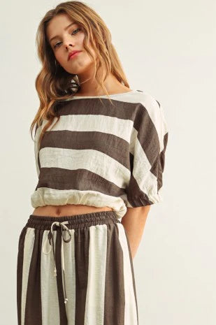 The Miou Muse Boat Neck Stripe Top