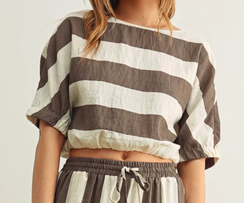 The Miou Muse Boat Neck Stripe Top