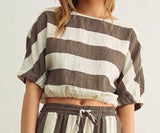 The Miou Muse Boat Neck Stripe Top
