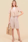Riviera Linen Tailored Shorts-Khaki