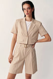Riviera Linen Tailored Blazer-Khaki