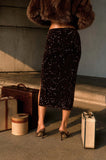 The Midnight Cocoa Sequin Midi Skirt