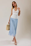 The Juliette Satin Appliqué Midi Skirt
